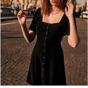 Sezane Square Neck Black Dress 36 US 4